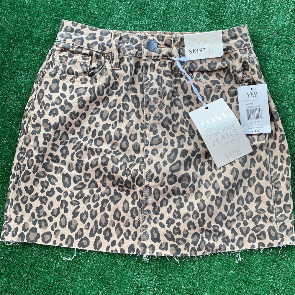 YMI Jean skirt with leopard print